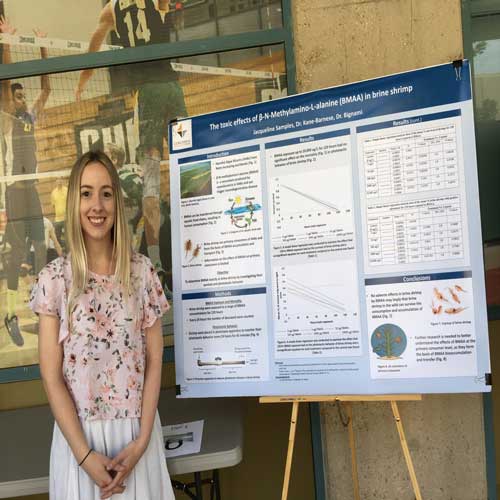 Student Jacqueline Samples presents at the 2016 Academic Showcase.